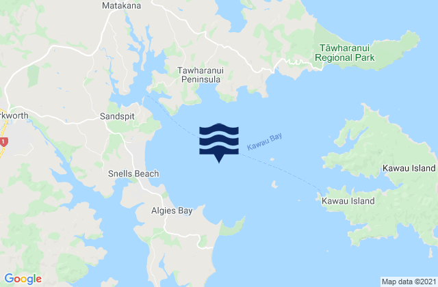 Mappa delle maree di Kawau Bay, New Zealand
