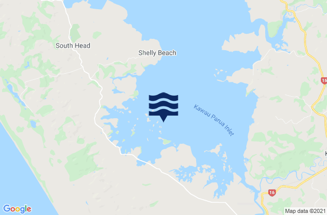 Mappa delle maree di Kawau Parua Inlet, New Zealand
