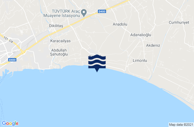Mappa delle maree di Kazanlı, Turkey