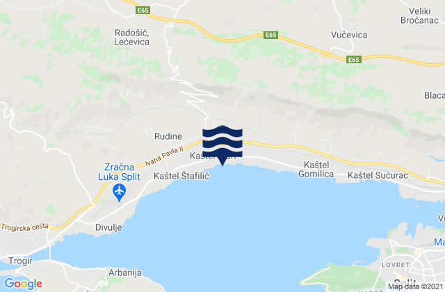 Mappa delle maree di Kaštel Stari, Croatia
