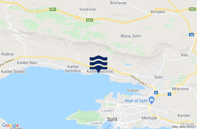 Mappa delle maree di Kaštel Sućurac, Croatia