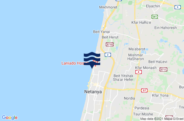 Mappa delle maree di Kefar Yona, Israel