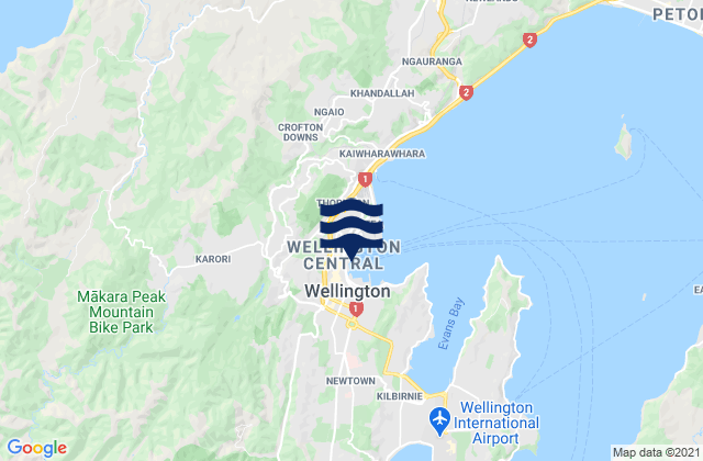 Mappa delle maree di Kelburn, New Zealand