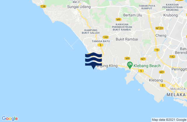 Mappa delle maree di Keling, Malaysia