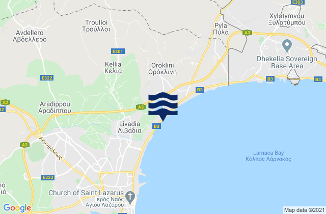 Mappa delle maree di Kelliá, Cyprus