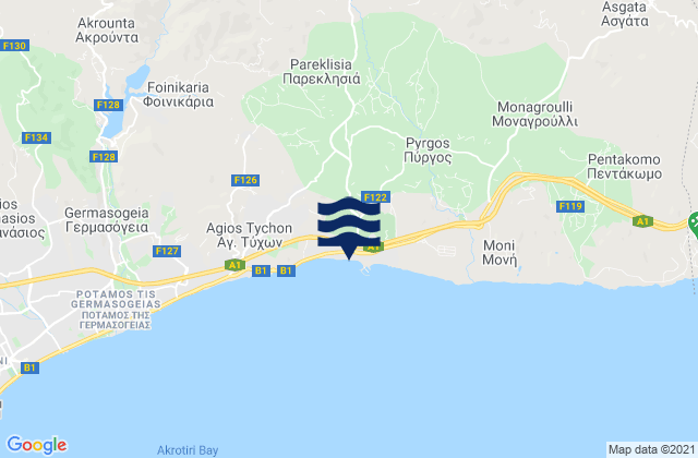 Mappa delle maree di Kelláki, Cyprus