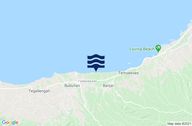 Mappa delle maree di Kelodan, Indonesia