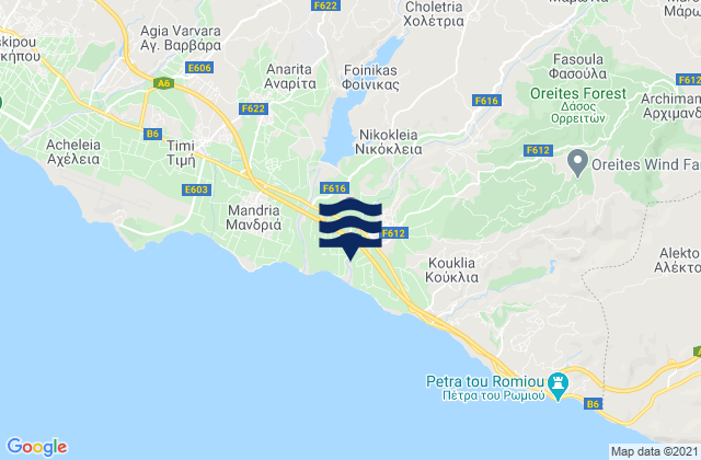 Mappa delle maree di Kelokédara, Cyprus
