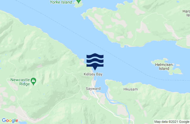 Mappa delle maree di Kelsey Bay, Canada
