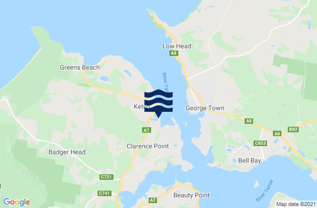 Mappa delle maree di Kelso Bay, Australia