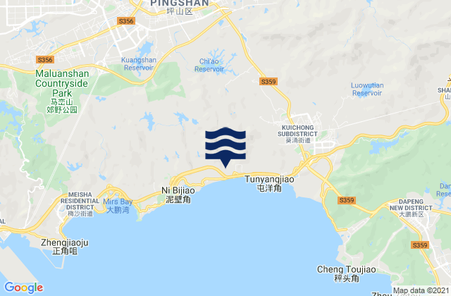 Mappa delle maree di Kengzi, China