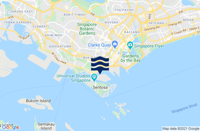 Mappa delle maree di Keppel Harbour, Singapore