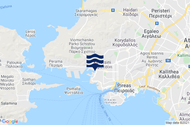 Mappa delle maree di Keratsíni, Greece