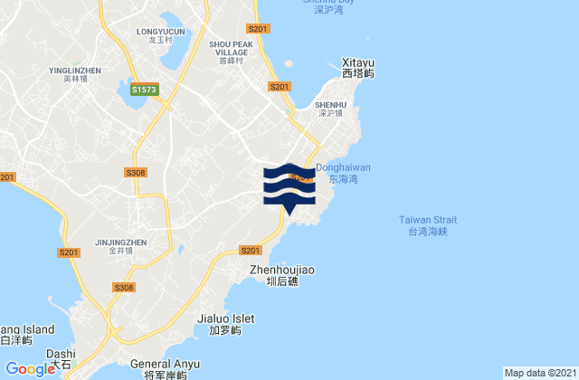Mappa delle maree di Kerencun, China