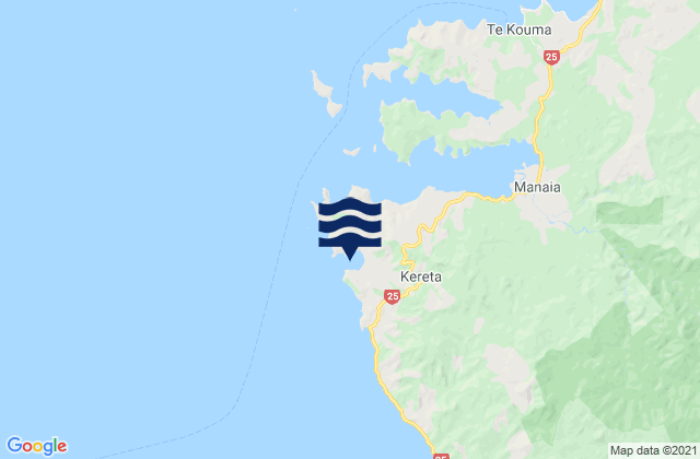 Mappa delle maree di Kereta Bay, New Zealand