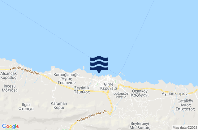 Mappa delle maree di Kerýneia, Cyprus