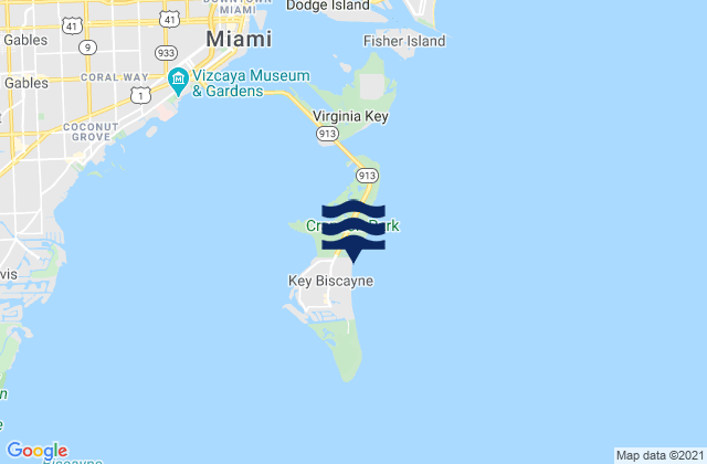 Mappa delle maree di Key Biscayne, United States