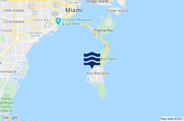 Mappa delle maree di Key Biscayne Yacht Club Biscayne Bay, United States