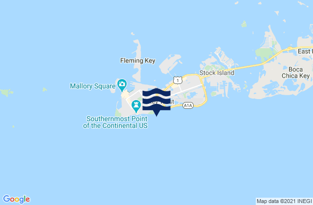 Mappa delle maree di Key West South Side White Street Pier, United States