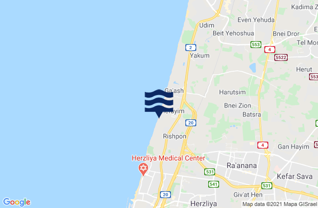 Mappa delle maree di Kfar Saba, Israel