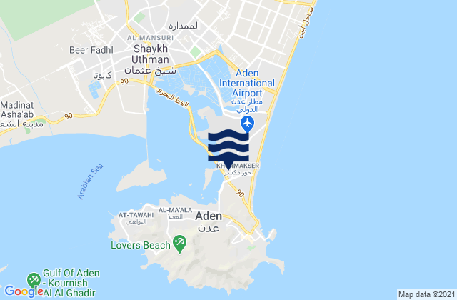 Mappa delle maree di Khawr Maksar, Yemen