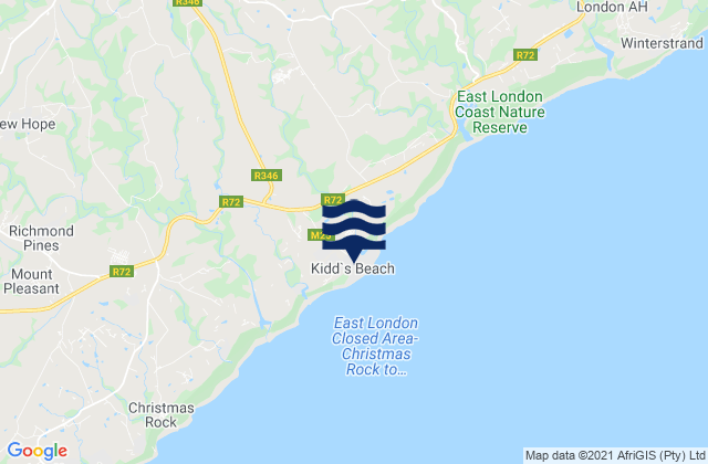 Mappa delle maree di Kidd's Beach, South Africa
