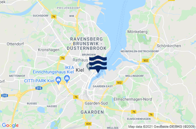 Mappa delle maree di Kiel Port, Germany