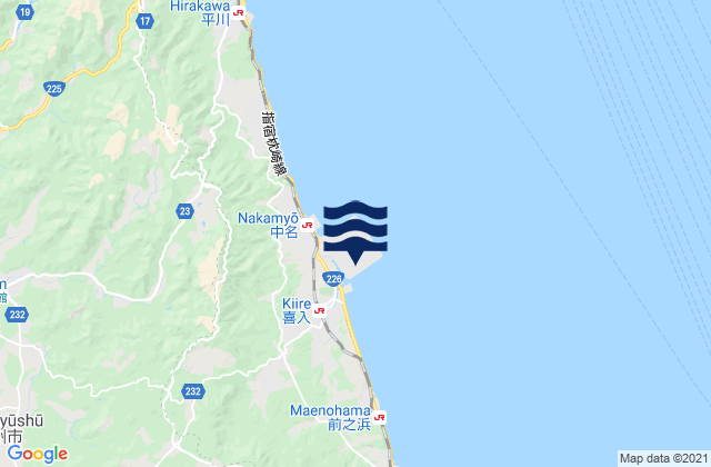 Mappa delle maree di Kiire, Japan