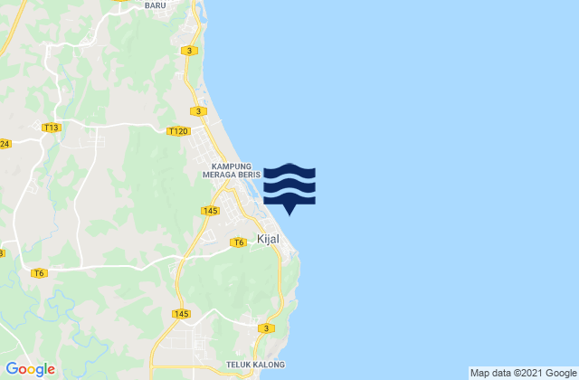 Mappa delle maree di Kijal, Malaysia