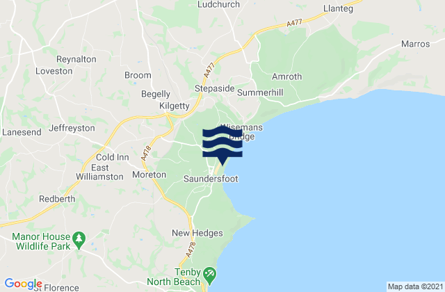 Mappa delle maree di Kilgetty, United Kingdom
