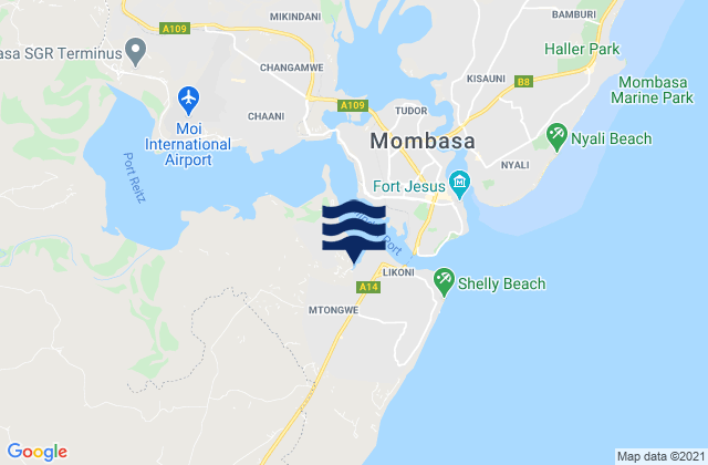 Mappa delle maree di Kilindini Harbour, Tanzania