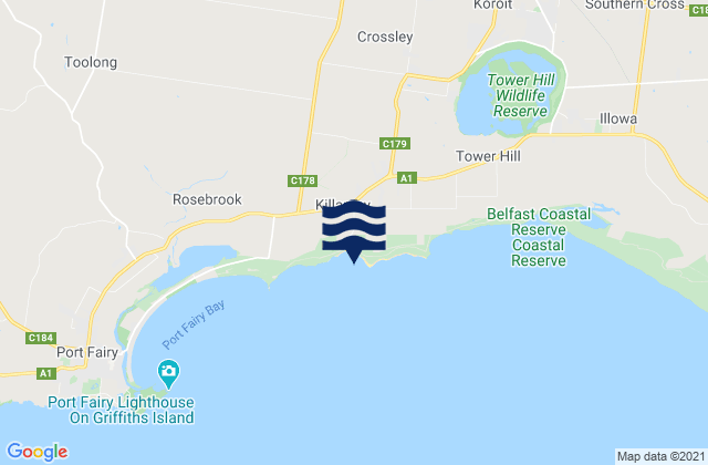 Mappa delle maree di Killarney Beach, Australia