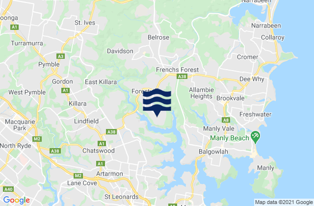 Mappa delle maree di Killarney Heights, Australia