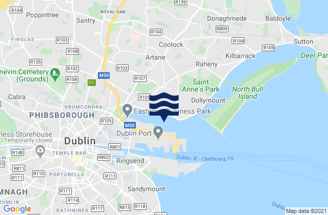 Mappa delle maree di Killester, Ireland