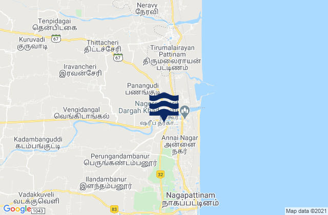 Mappa delle maree di Kilvelur, India
