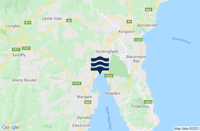 Mappa delle maree di Kingborough, Australia