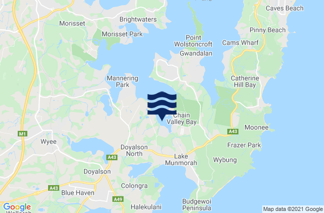 Mappa delle maree di Kingfisher Shores, Australia