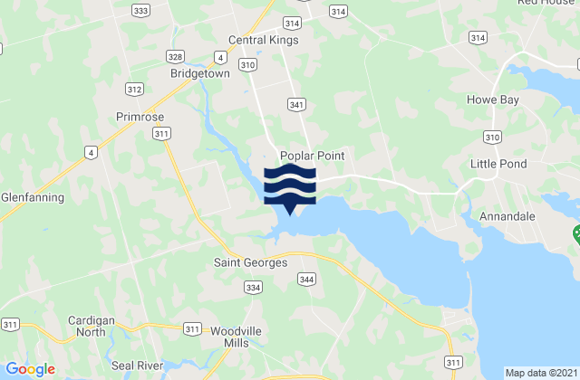 Mappa delle maree di Kings County, Canada