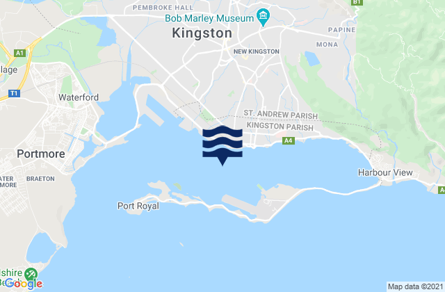 Mappa delle maree di Kingston Harbour, Jamaica