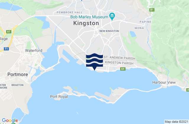 Mappa delle maree di Kingston, Jamaica