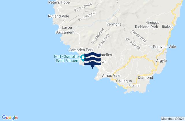 Mappa delle maree di Kingstown, Martinique