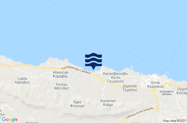 Mappa delle maree di Kiomourtzoú, Cyprus