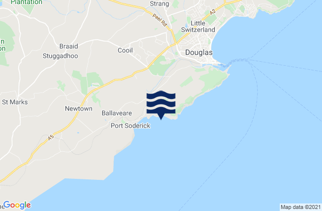 Mappa delle maree di Kirk Braddan, Isle of Man