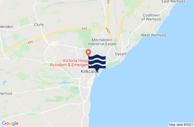 Mappa delle maree di Kirkcaldy Harbour, United Kingdom