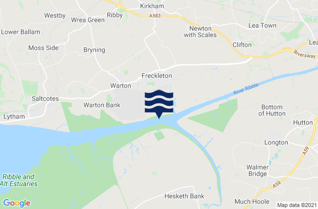Mappa delle maree di Kirkham, United Kingdom