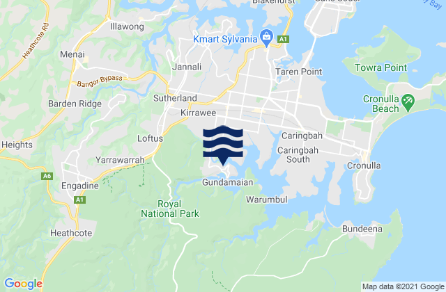 Mappa delle maree di Kirrawee, Australia