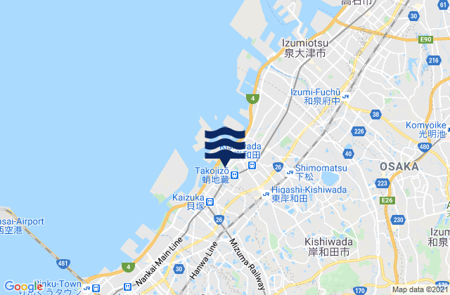 Mappa delle maree di Kishiwada Shi, Japan