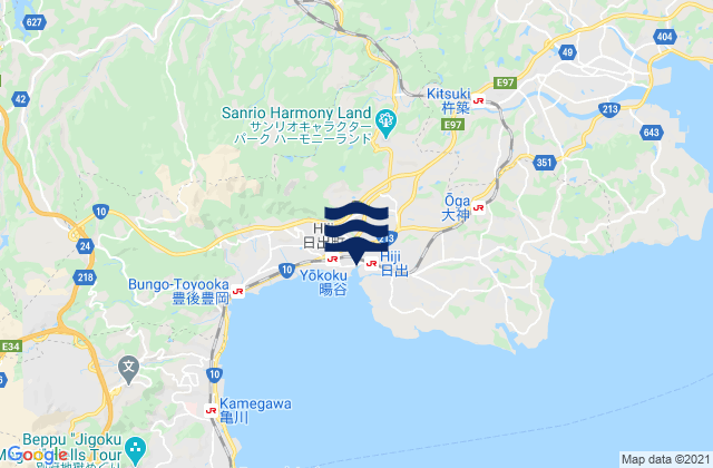 Mappa delle maree di Kitsuki Shi, Japan
