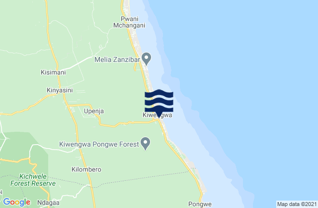 Mappa delle maree di Kiwengwa, Tanzania