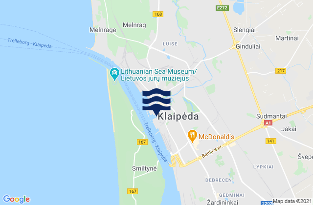 Mappa delle maree di Klaipėda, Lithuania
